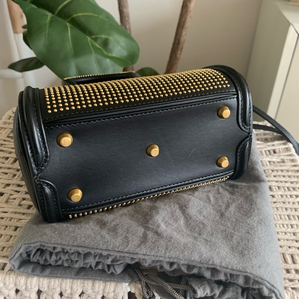 Alexander McQueen Leather Mini Heroine Black Gold Studded Tote - Picture 12 of 16